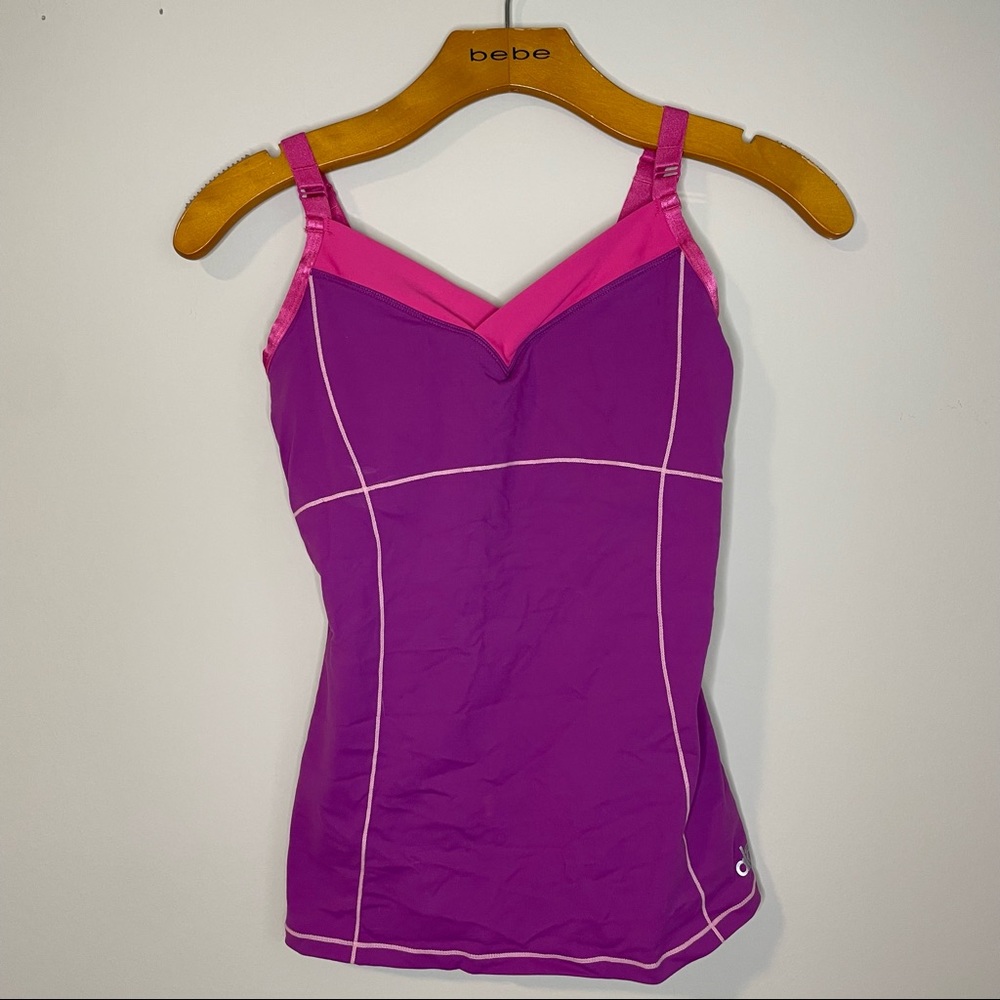 ALO YOGA CoolFit Women's Sz XS Spaghetti Strap Tank Top Pink Purple Built-in-Bra